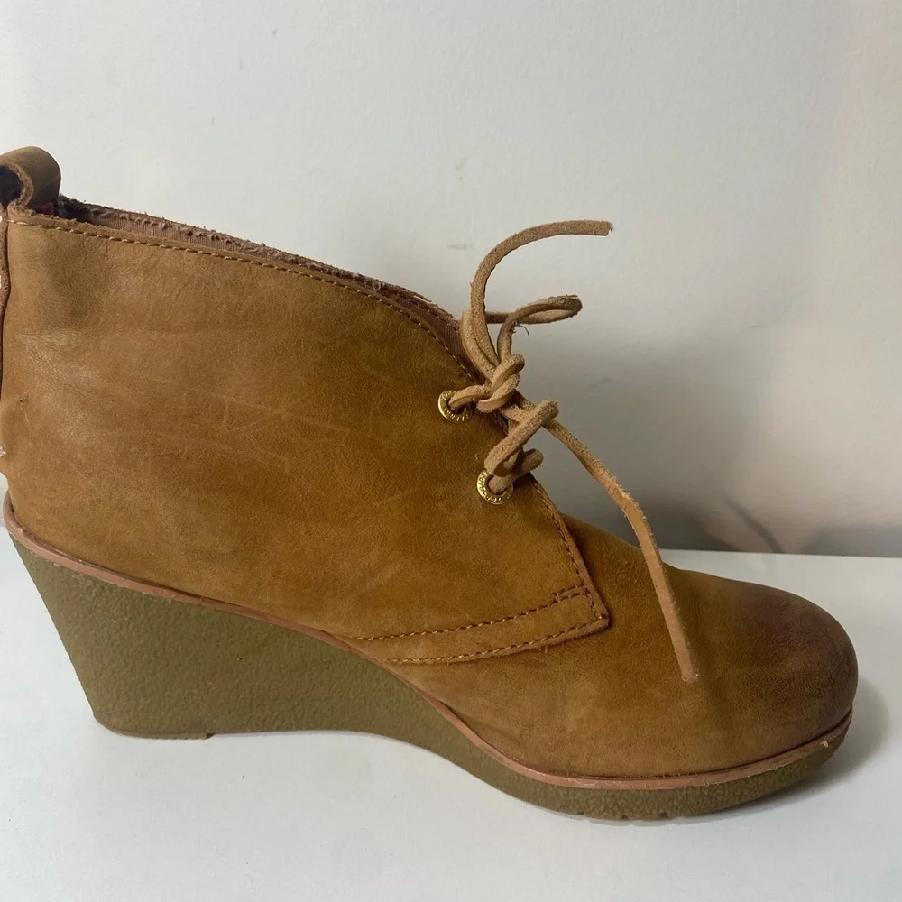 Sperry Brown Leather Top Sider Wedges Booties Size 7